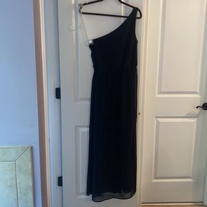Black One Shoulder Maxi with a Slit!
